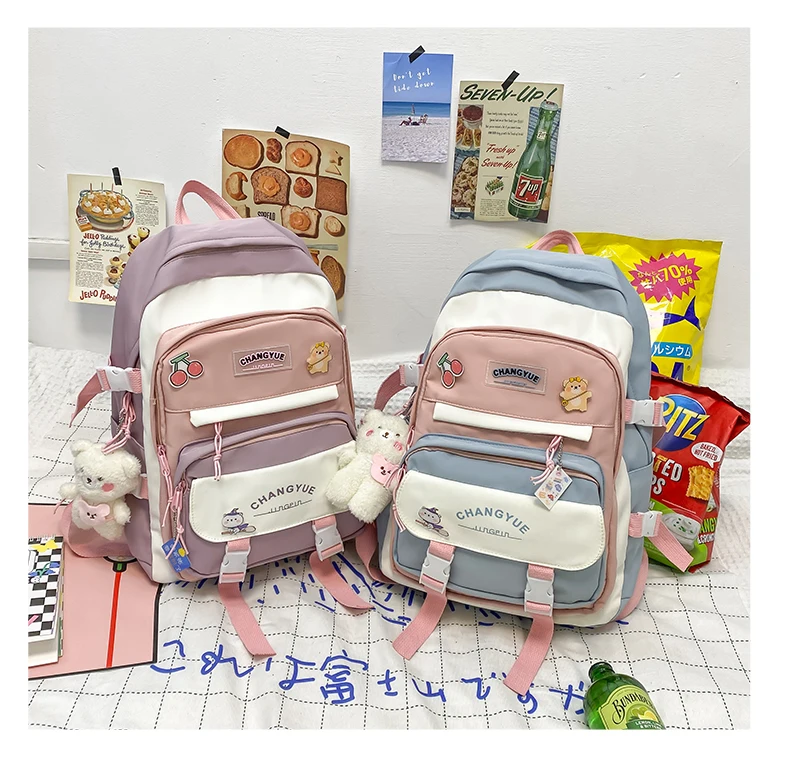 Schoolbag female high school junior high school students lovely color summer young fresh girls new primary school backpack