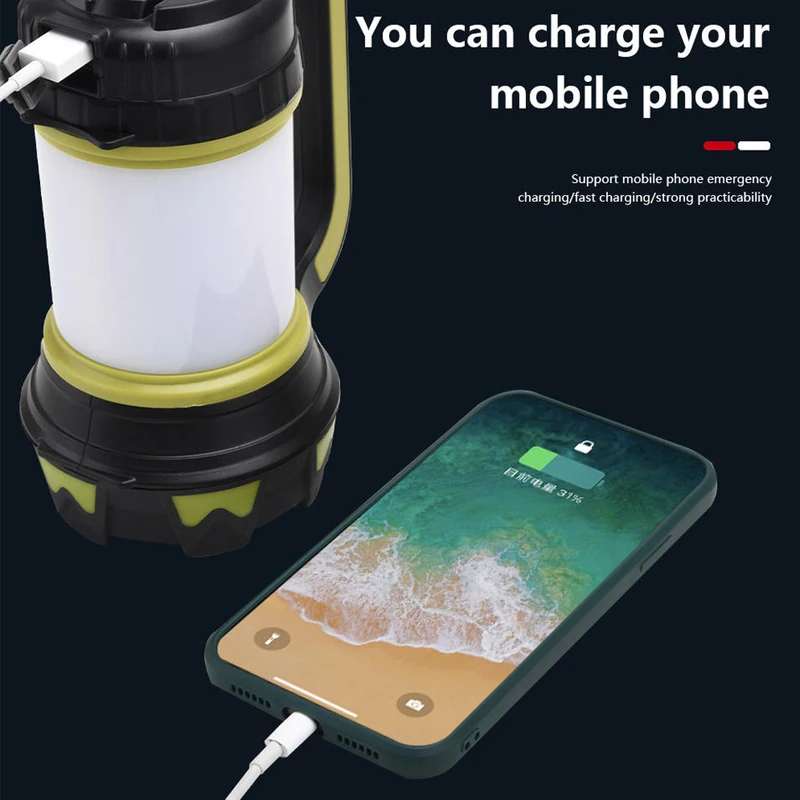 Description Picture 6 of itemCamp Lamp LED Camping Light USB Rechargeable Flashlight Dimmable Spotlight Work Light Waterproof Searchlight Emergency Lantern