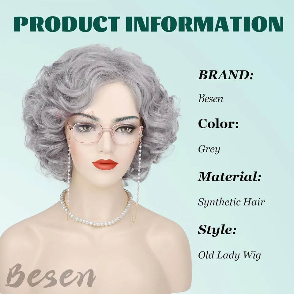 Grey Wig Casanova WithTash For Hair Accessory Fancy Dress Old Man Wig
