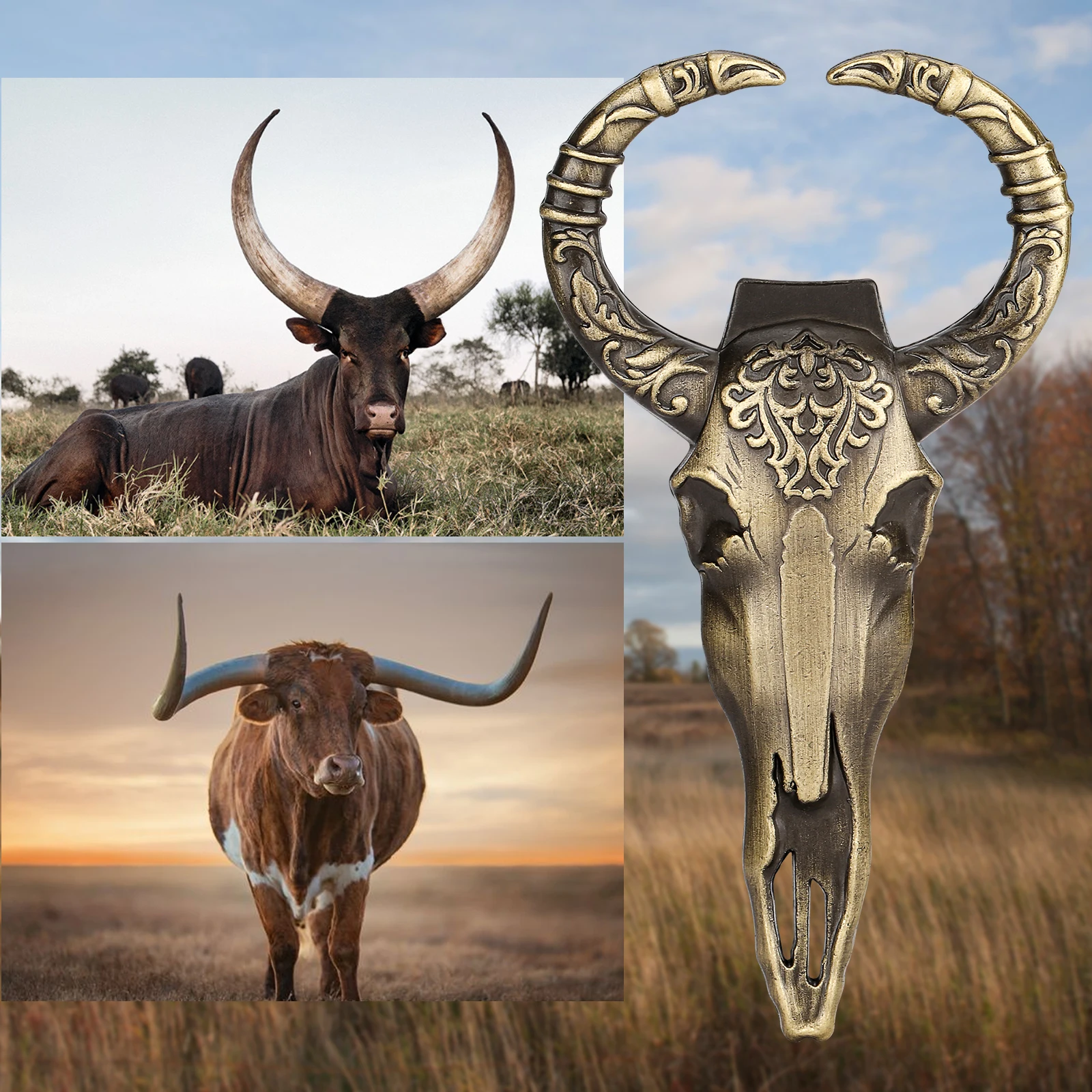 アクセサリー COW LKKCHER Cow Skull Gift Set Opener Bull Horns Beer Bottle Corkscrew