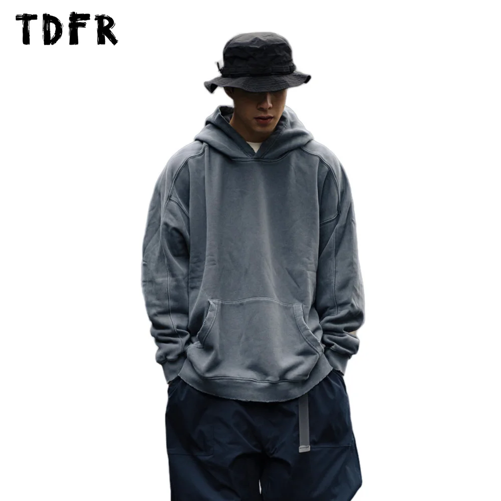 

Washed Distressed Hooded Sweatshirts Mens Ripped Safari Style Spring Autumn Loose Drop Shoulder Sweatshirts Men