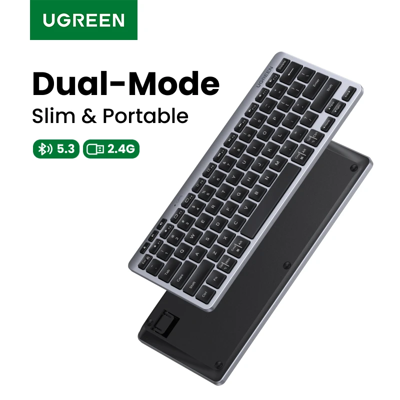 UGREEN 키보드 무선 블루투스 5.3 2.4G 영어/러시아어 78 키캡 맥북 아..