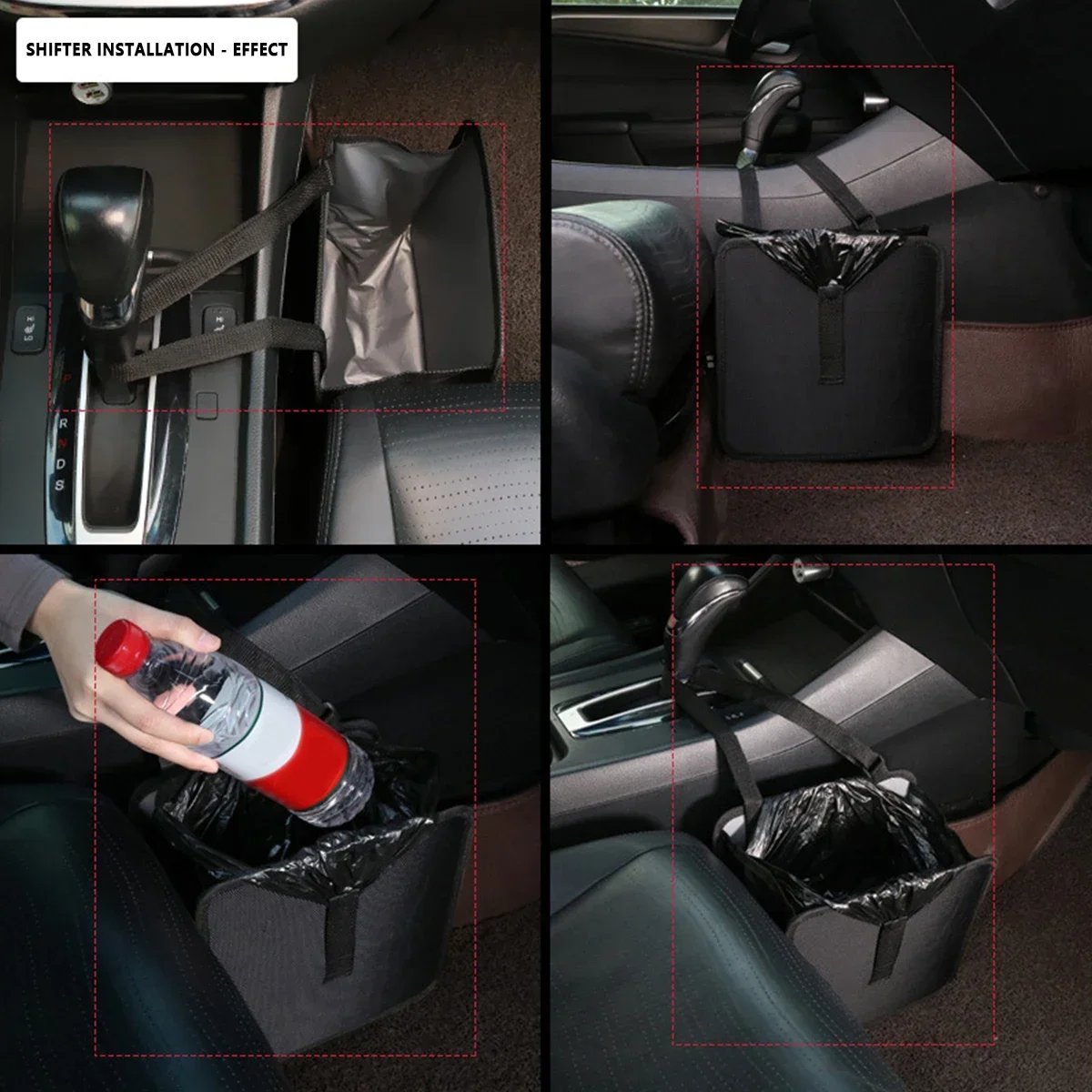 Foldable Car Trash Can 6.58L Car Trash Organizer Bin Portable Hanging Dustbin Storage Bag with Adjustable Strap Waterproof