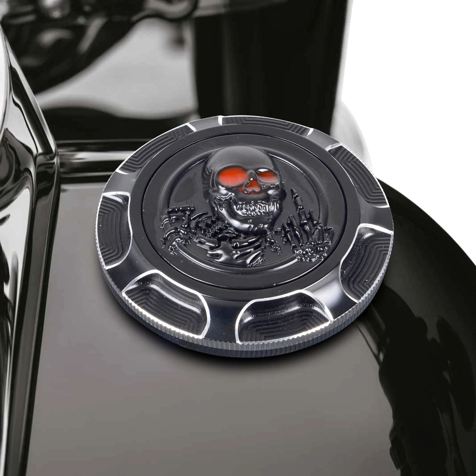 

3D CNC Aluminum Motorcycle Tank Cover Fuel Gas Decorative Oil Cap for Harley Sportster XL 1200 883 X48 Dyna Touring Road King