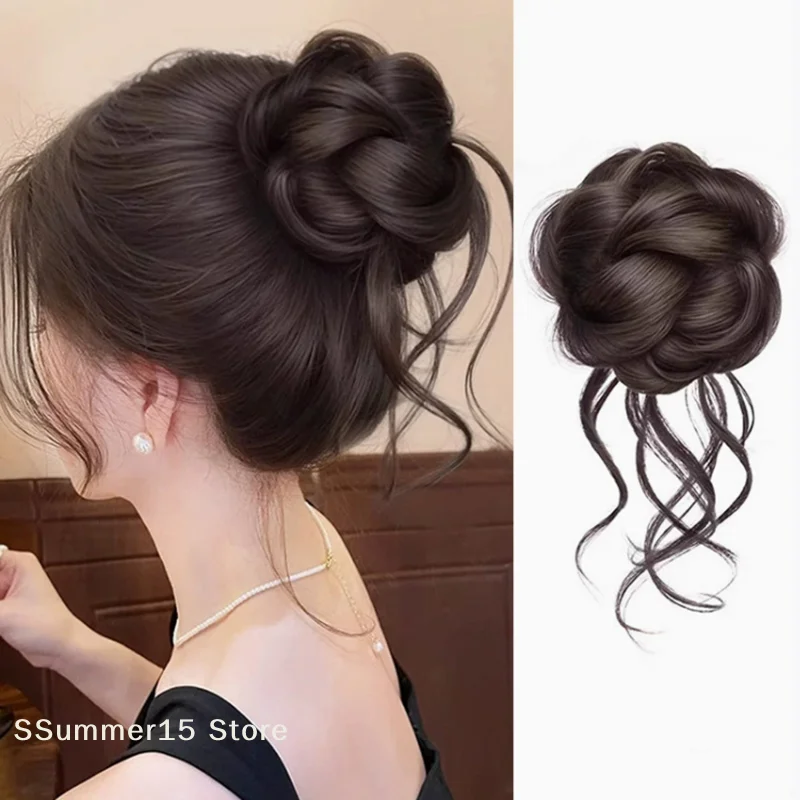 Nuovo Chignon Sintetico a Coda di Cavallo con Clip, Extension per Capelli Ricci e Voluminosi per Donna