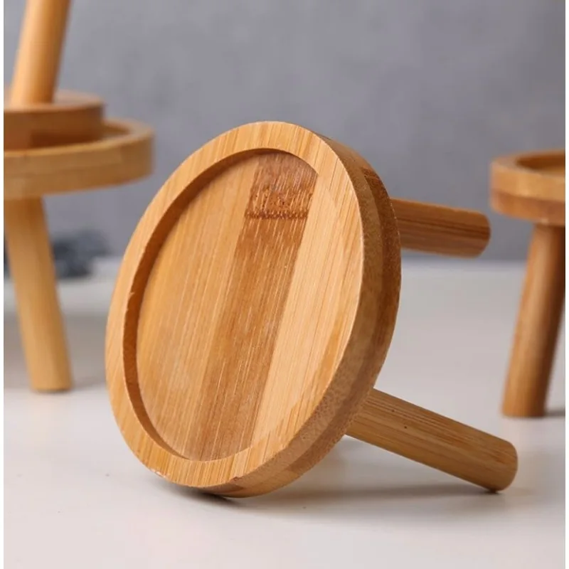 Flower rack ceramic flowerpot base wooden stool stand creative ornament cat and dog basin bowl rack potted plant window sill