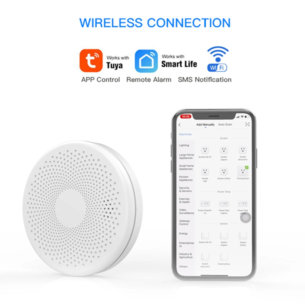 CPVAN 2 in 1 Smoke Carbon Monoxide Detector WiFi Tuya And Smart Life Co Fire Sensor Combination Alarm