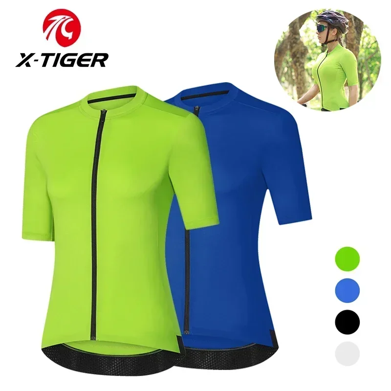X-TIGER Women's Summer Cycling Jersey Breathable Quick-drying MTB Cycling Short Sleeve 3+1 Pocket Shirt Sportswear