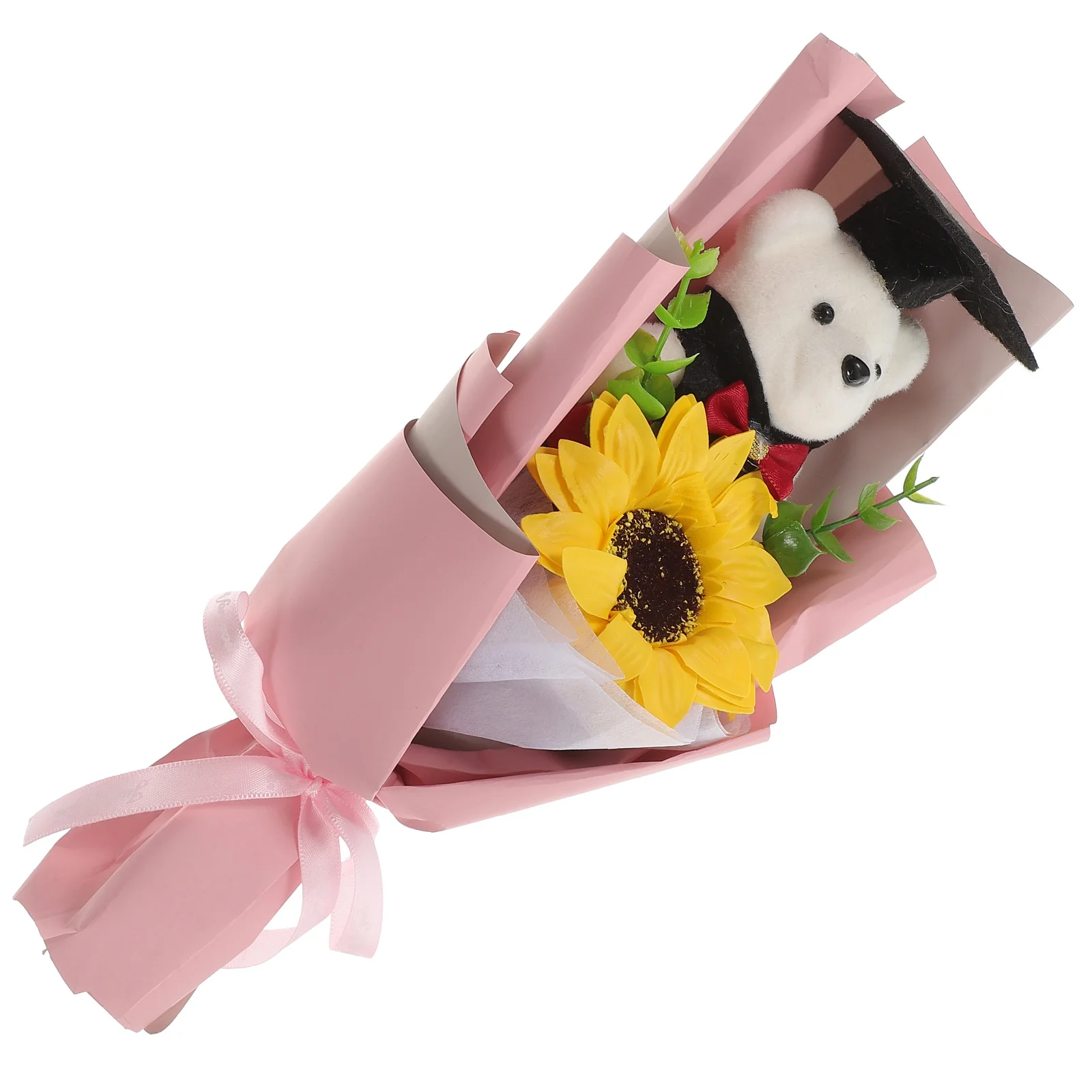 

Graduation Bouquet Bear Flower Gift Decoration Sunflower Artificial Party Supply Fresh Flowers