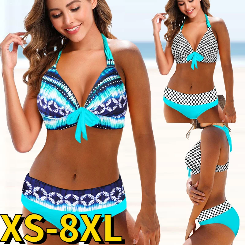2022 Summer Women's Two-piece Bikini New Design Printed Swimsuit Women's Sexy Strap Swimsuit Fashion Loose High Waist Beachwear