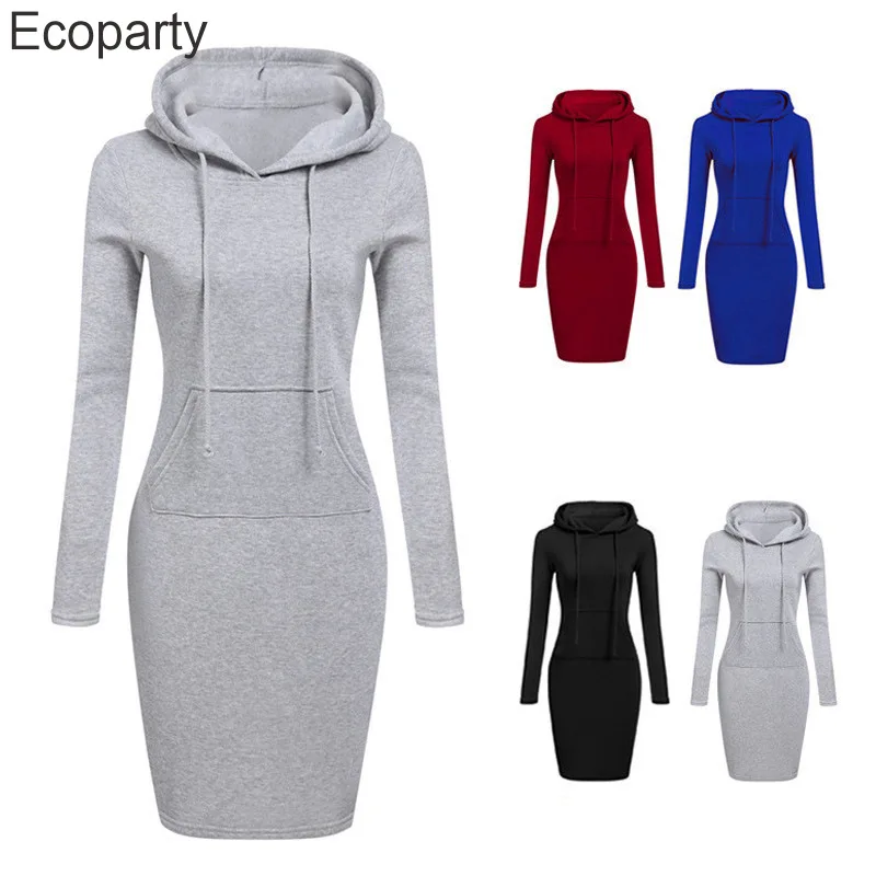 

3XL Women Spring Autumn Fashion Hoodies Long Sweatshirts Dress Solid Slim Hooded Pullovers Causal Long Sleeve Tops For Women