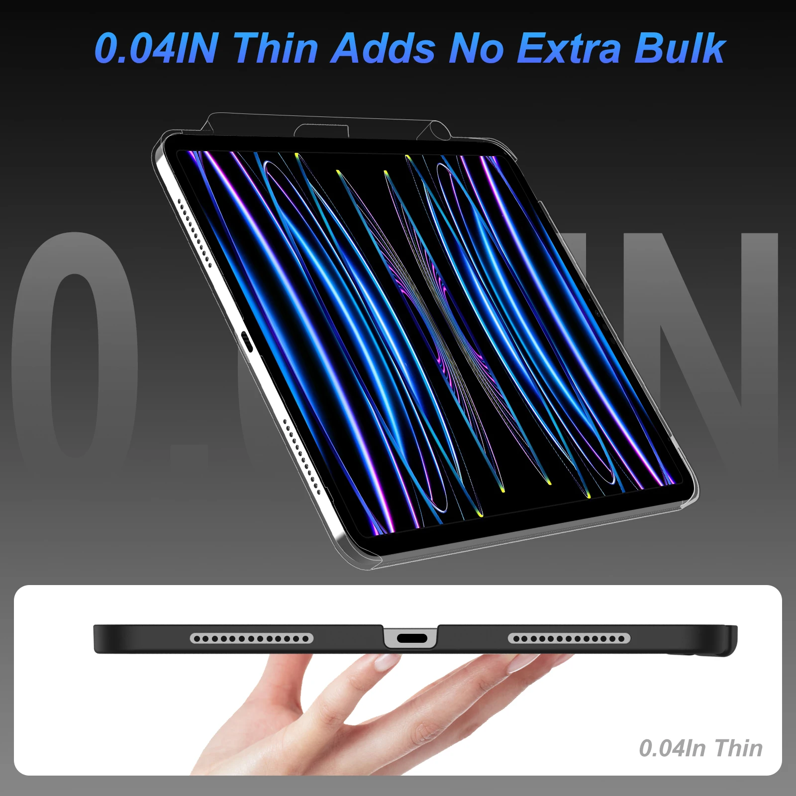 MoKo Custodia per iPad PRO 11 Pollici M4 2024 (5a Gen.), Custodia Sottile con Retro Traslucido in PC Rigido per iPad PRO 11 2024 (A2836/A2837/A3006), Supporta Apple Pencil PRO, Onda Blu