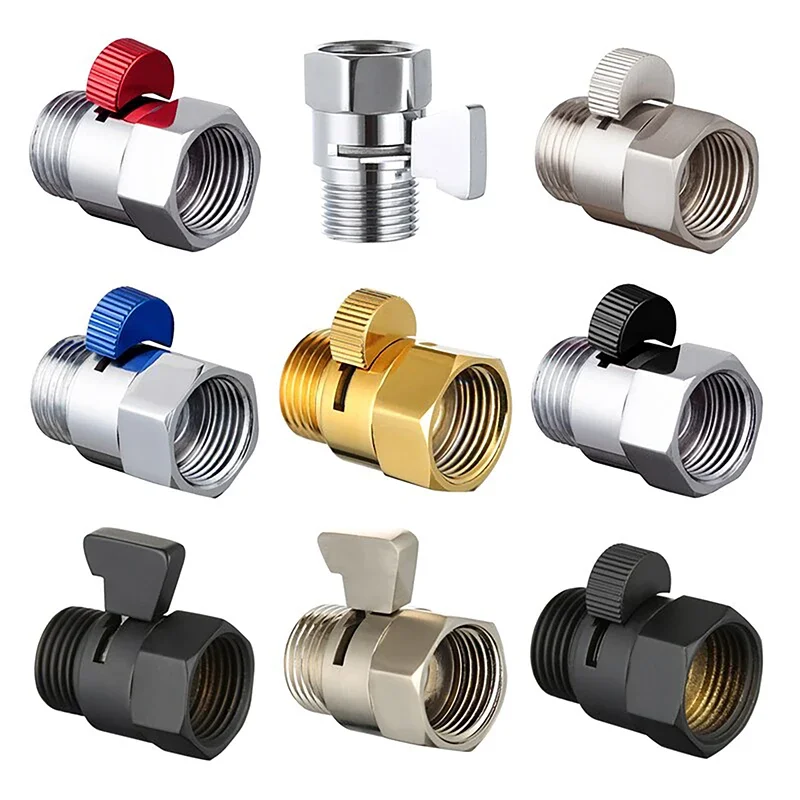 Shower Water Stop Valve Full Brass G1/2" Flow Quick Control Shut-OFF Valve Shower Head Water Saver Toilet Spray Gun