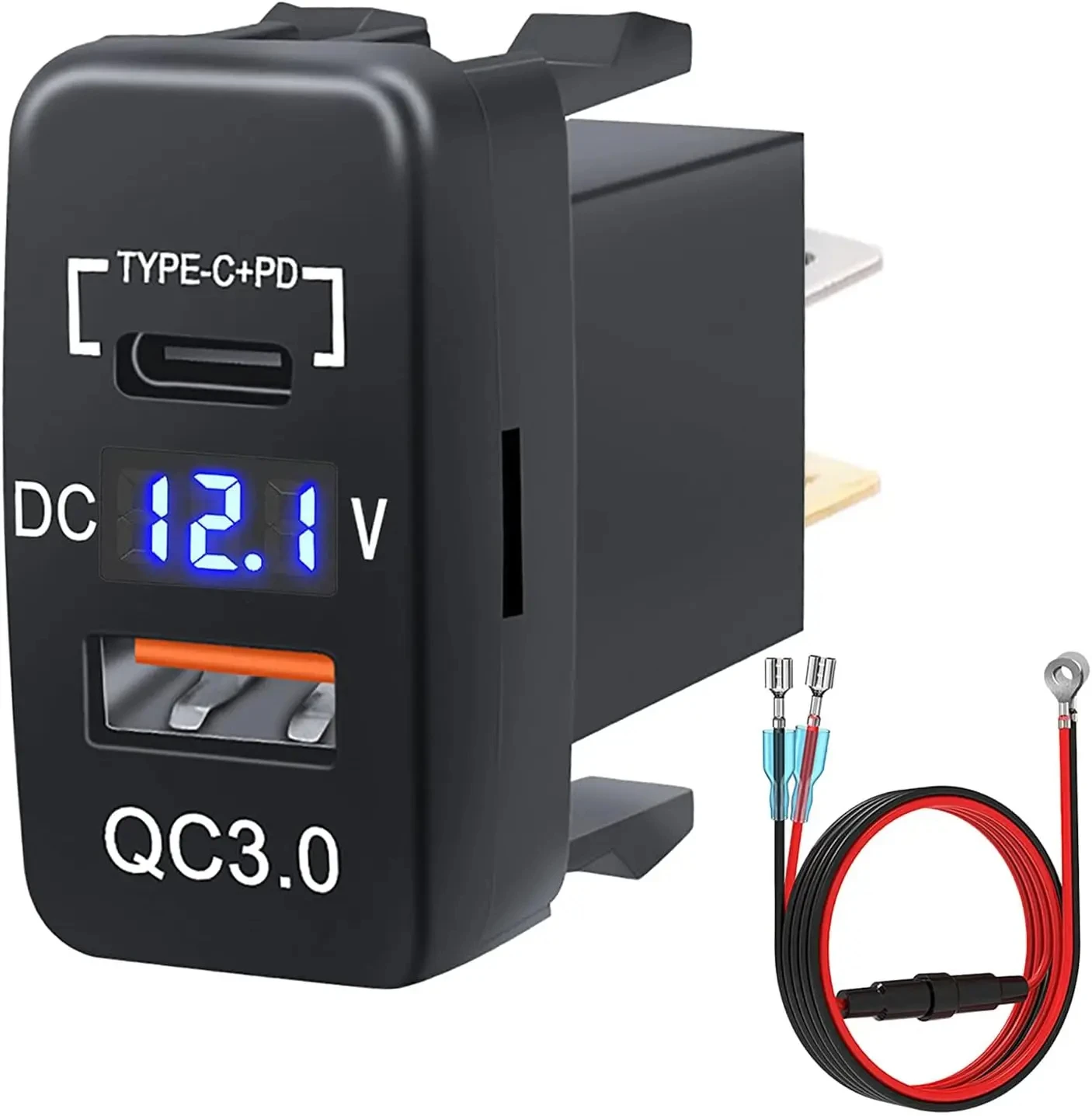 Car Charger USB Car Charger Socket Quick Charge 3.0 & PD USB C Port Power Outlet Adapter for 12V/24V Toyota Vehicles