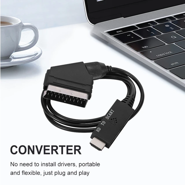 Cable convertidor negro Adaptador convertidor ligero para HDMI compatible  con euroconector DQrwqpou Para estrenar