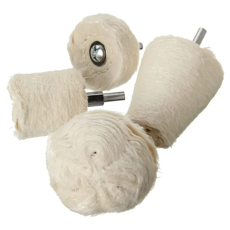 Polishing Wheel For Drill ing Pad Wheel Kit 4Pcs White Flannelette Polishing Mop With 1/4Inch Hex Shafts