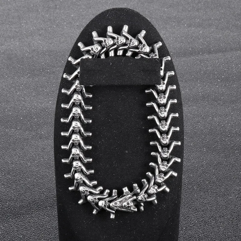 HaoYi Skull Stainless Steel Charm Bracelet for Men Punk Style Link Chain Boyfriend For Valentine's Day Gift Jewelry