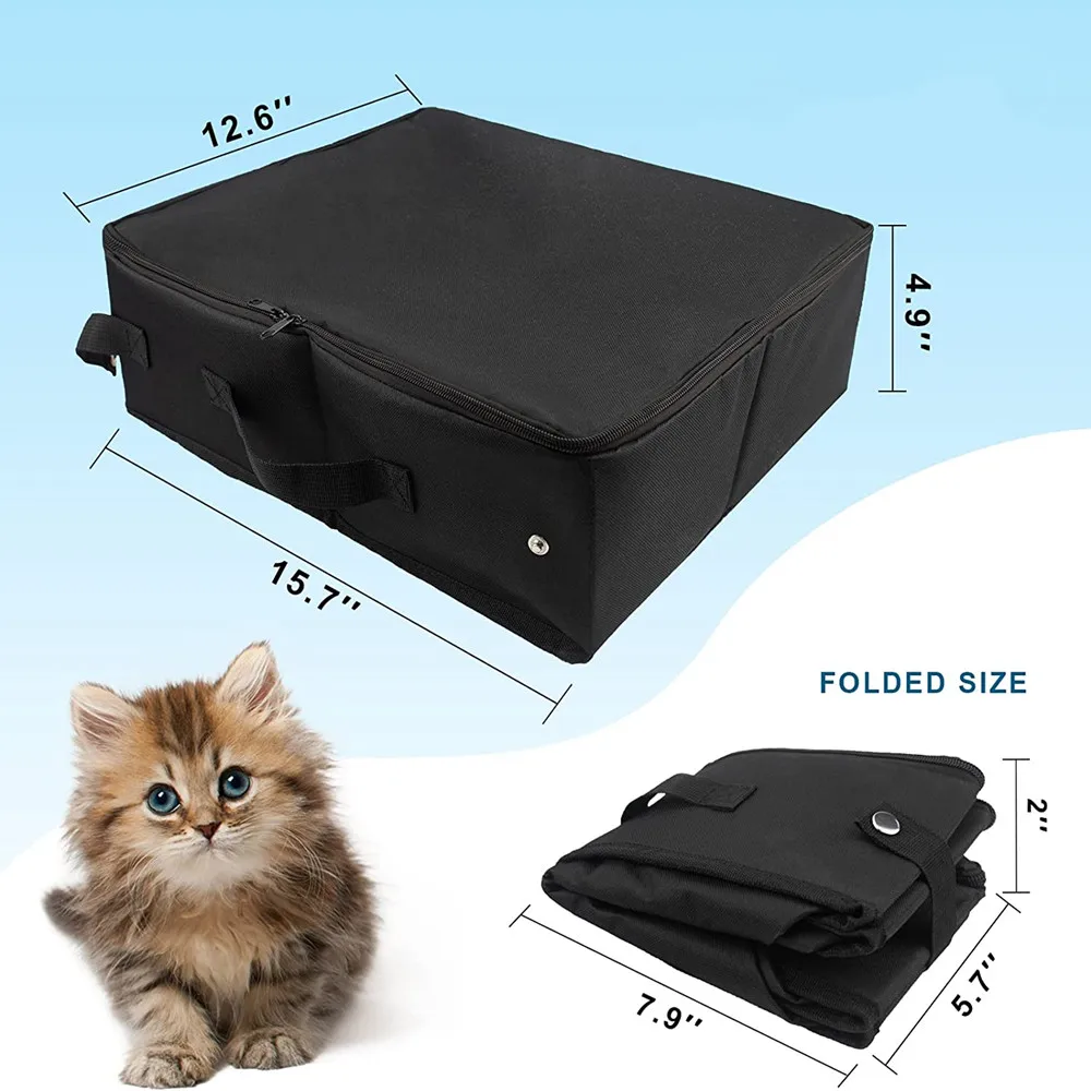 Foldable cat Litter Bag Box Reusable Easily Clean Foldable Sanitary Travel Litter Box for Outdoor