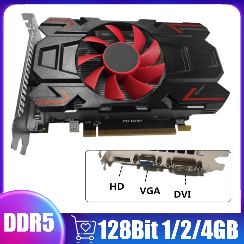 graphics card for pc ATI7670 4GB DDR5 128Bit Computer Discrete Graphics Card with Red Cooling Fan Video Cards Accessories for Desktop Computer graphics card for pc