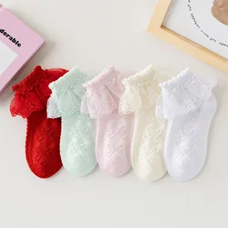 Lawadka 5Pairs/set Kids Girls Socks Lace Ruffle Princess Summer Thin Mesh Children's Socks Cotton Toddler Baby Girl Sock 1-12Y