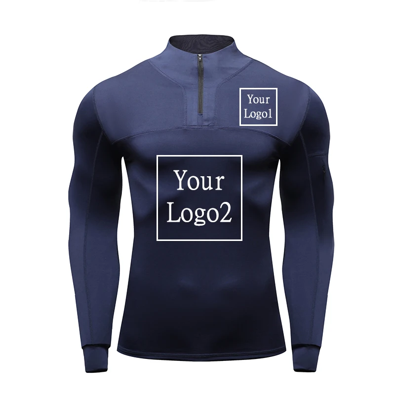 Custom Logo Fitness Sweatshirt Training and Exercise Clothes Sports for Men Gym T-shirt Man Sweat Suit Compression Shirts Men