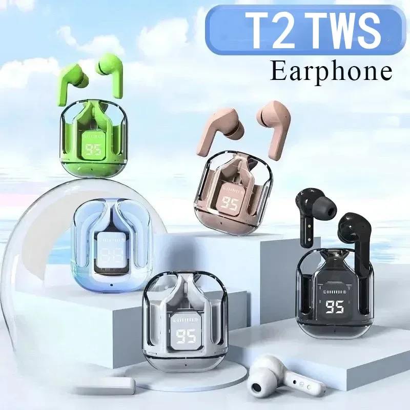 Bluetooth Earbuds T2 Wireless Mini LED Power Digital Display TWS Wireless Headset Stereo Sound 5.3 for Xiaomi iphone for bluetooth earbuds