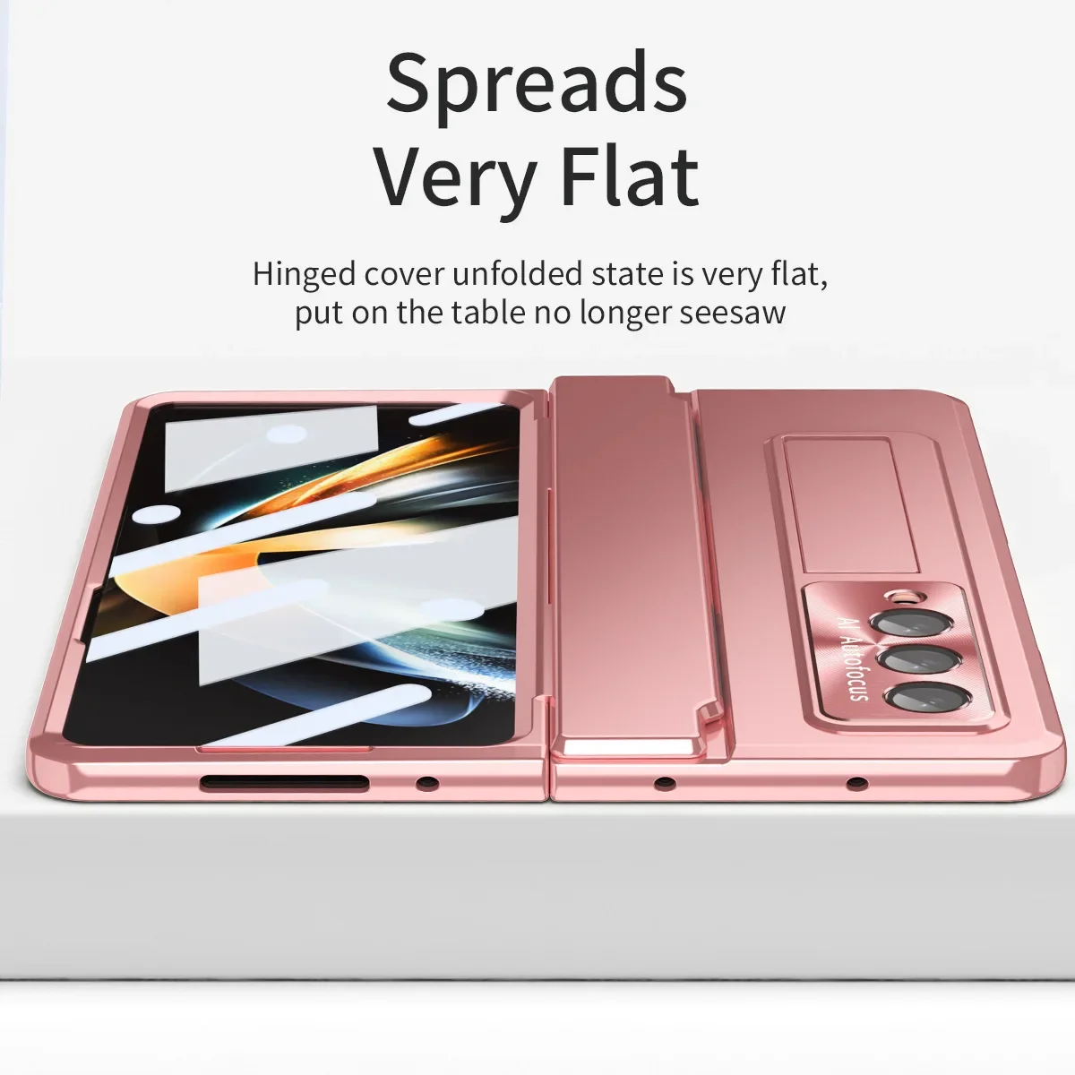 Flat Hinge Stand Fold Phone Cases For Samsung Galaxy Z Fold 5 4 3 Case Lens Protector Support Wireless Charging ZFold3 4 5 Cover