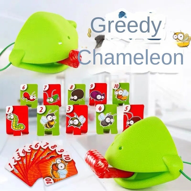 Frog Tongue-Sticking TikTok Same Funny Toy Lizards Mask Two-player Card Game Desktop Interactive Toys Parent-child Party Games childrens toys parent child interactive toy