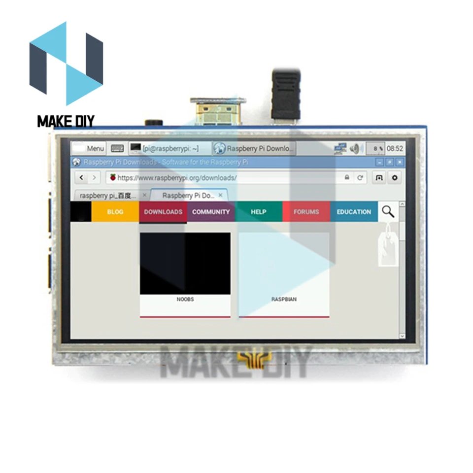 

5 inch HDMI-compatible Resistive Touch Screen Panel 800x480 LCD Display Portable Monitor for Raspberry Pi 4 3B+