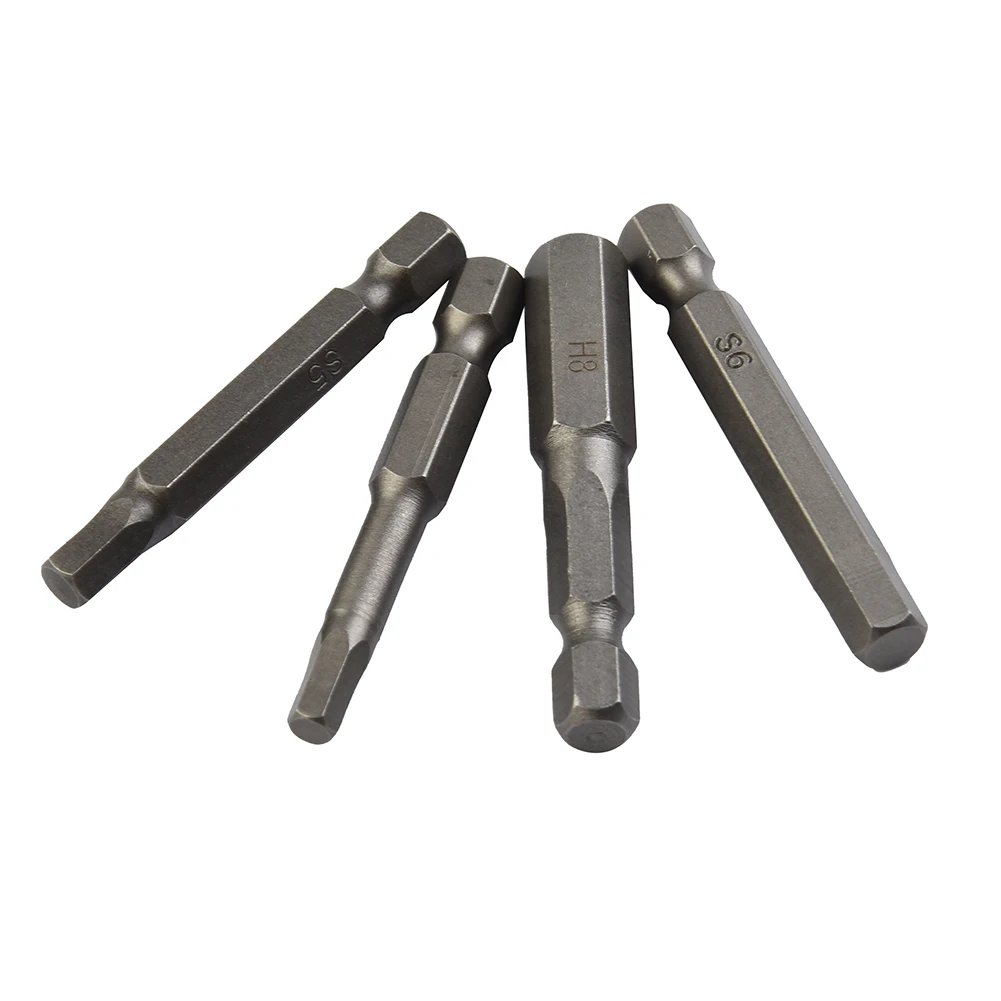 

8 Pcs Hex Head Bits Drill Set Hex Head Wrench Screwdriver Socket 1/4 Inch Shank Metric 50mm Magnetic Tip Professional Hand Tools