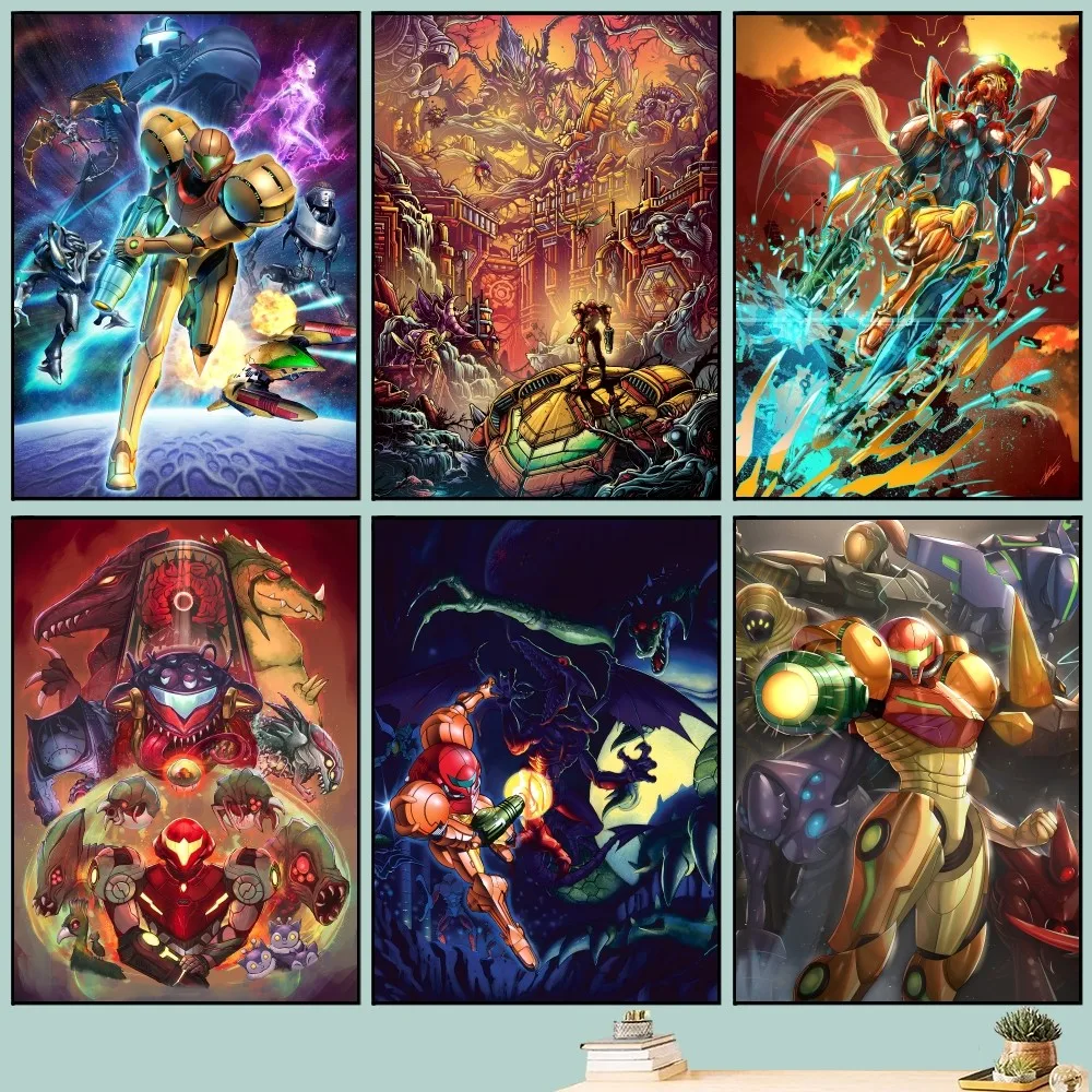 Game M-Metroid Poster Fai Da Te Vintage Movie Poster Wall Art Painting Study Stickers Small Szie Wall Painting