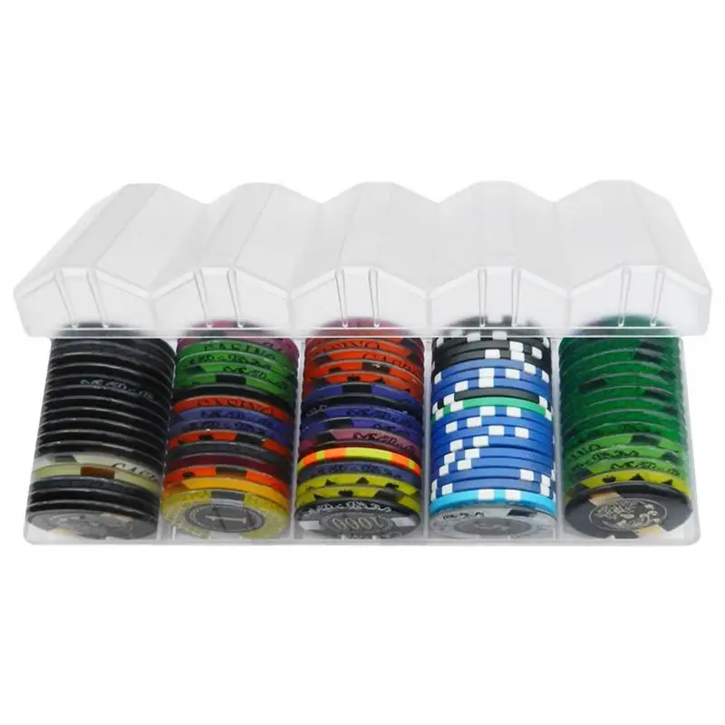 PokerChipCase100PieceAcrylicCountingPokerChipsHolderBoxesWithGridsClearCarrying