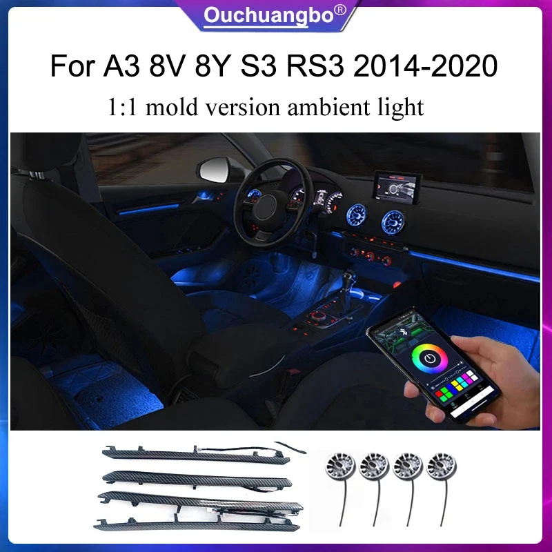 

Ouchuangbo Ambient Lighting For RHD A3 8V S3 RS3 2014-2020 dynamic Ambiente Kit Backlight Beleuchtung Atmosphere mood light