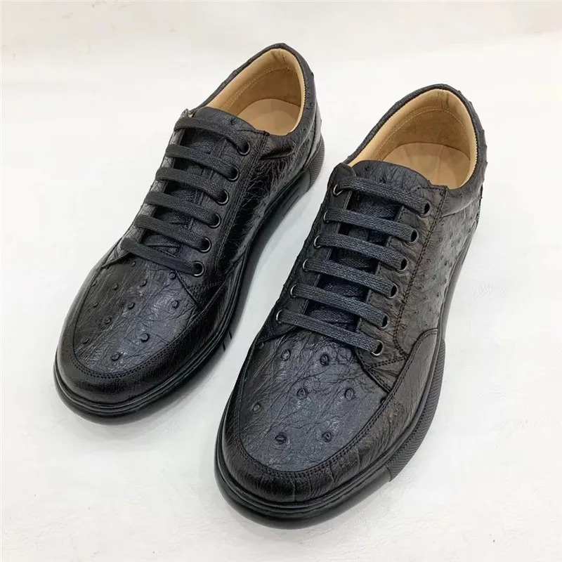 Authentic Real True Ostrich Feet Skin Deep Dark Blue Color Men Casual Sneakers  Genuine Exotic Leather Male Lace-up Outdoor Shoes - Leather Casual Shoes -  AliExpress