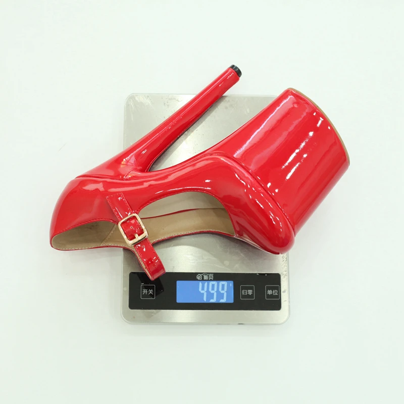 20CM Extreme Super High Heeled Nightclub Thin Heels Women's Thick Platform Pumps Buckle Strap Sexy Pole Dancing Shoes Plus Size