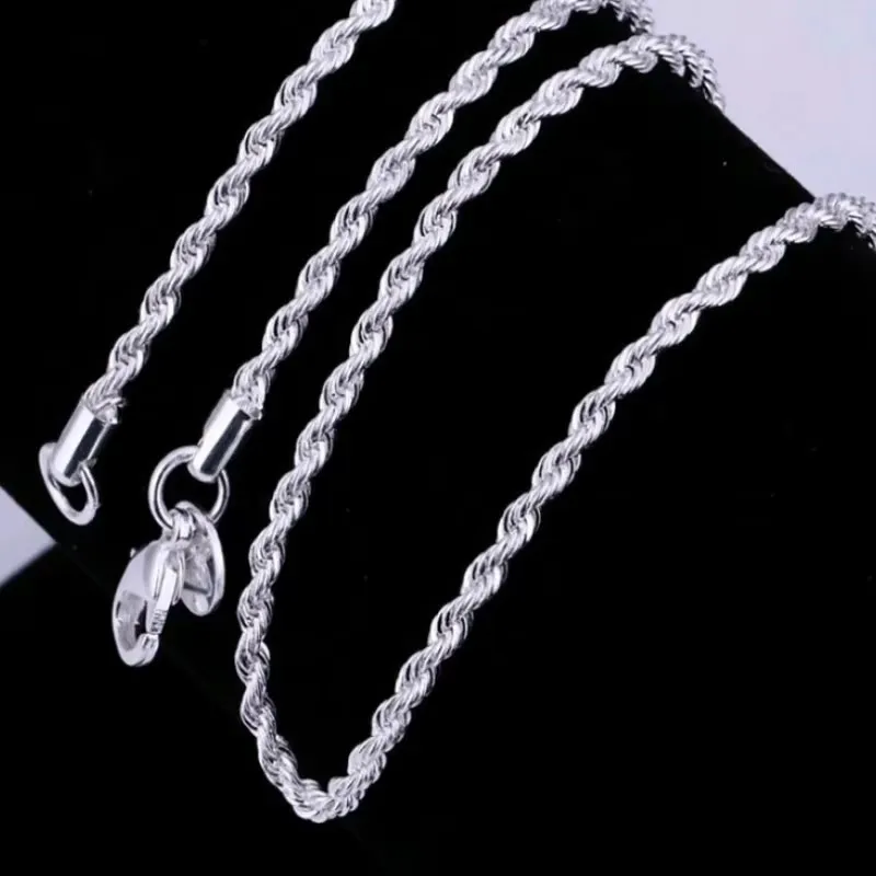 Silver Color 4mm Chain Twisted Jewelry Set for Women Men Fashion Temperament Necklace Bracelets Anniversary Jewelry Gift