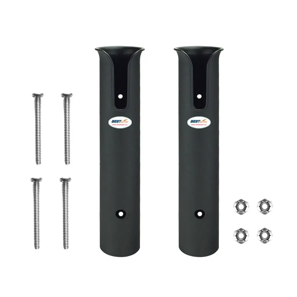 

2 Pieces 10.6'' Fishing Rod Holder Marine Boat Plastic Black Tube