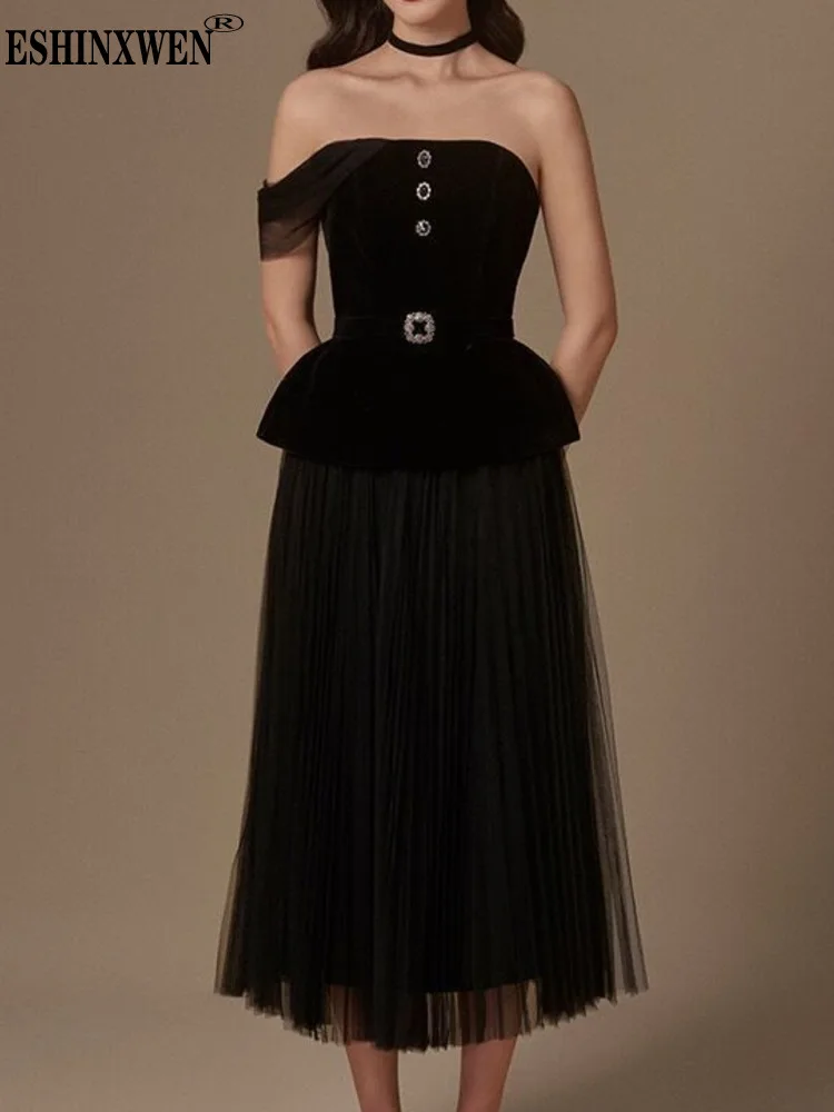 

Eshin Slash Neck Single Breasted Shirt High Waist Gauze Skirt 2 Pieces Sets For Women 2024 Spring Fashion Female New Suit TH6384