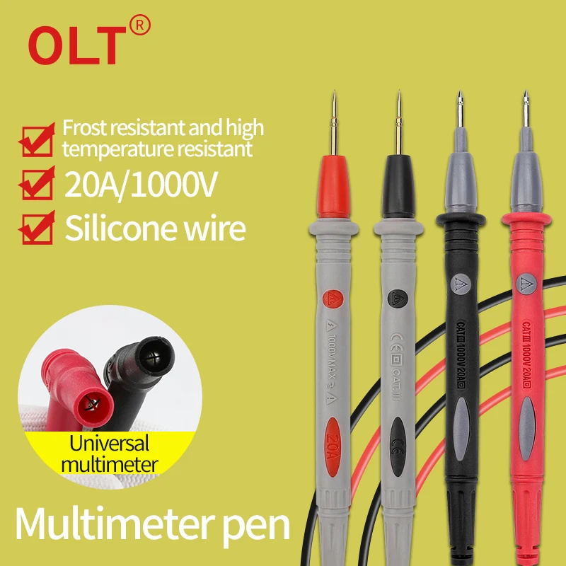 Universal Multimeter Test Leads Banana Plug to Alligator Clips/Test Hook/ Probe Needle-tip Wire Cable 1000V 20A/10A