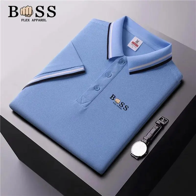 Men's Casual Short-Sleeved Top Summer Polo Shirt Office Fashion Stand Collar T-Shirt New Men's Breathable T Shirt Men's Clothing 5