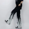 Men Jeans High Street Hip Hop Contrast Color Tassel Loose Fashion Japanese Streetwear Hippie Loose Casual Darkwear Patchwork 4