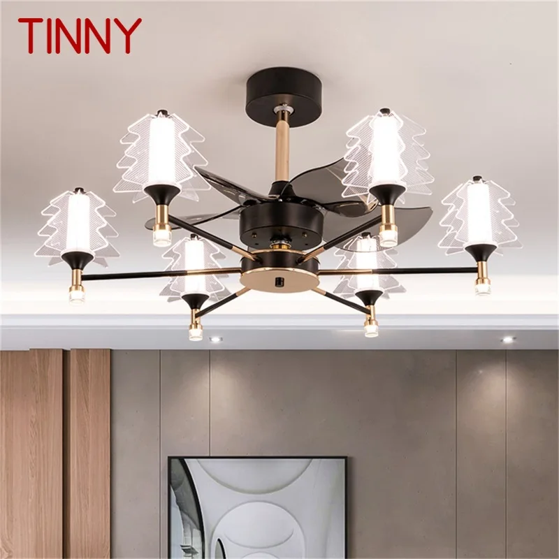 

TINNY Postmodern Ceiling Fan with Lights Remote Control LED Lamp for Home Dining Room Decoration