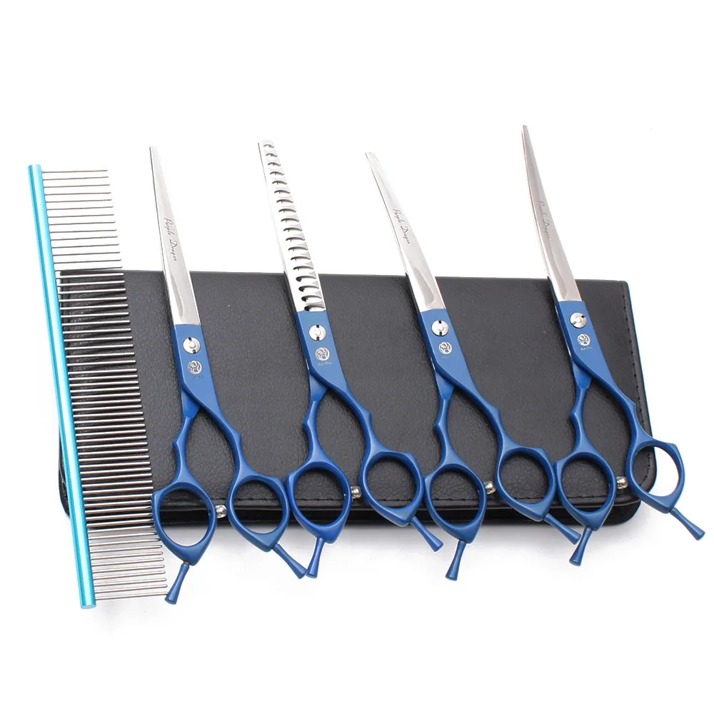 Dog Grooming Scissors 6.5" 7" 440C Straight Scissors Thinning Shears Curved Shears Animal Professional Pet Z3009 dog grooming scissors