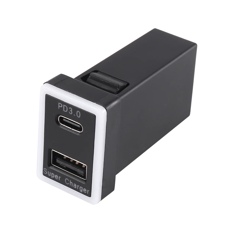 

Автомобильное зарядное устройство Type-C PD + USB QC3.0, два разъема для сотового телефона, зарядное устройство для Toyota GM 32,5x23 мм