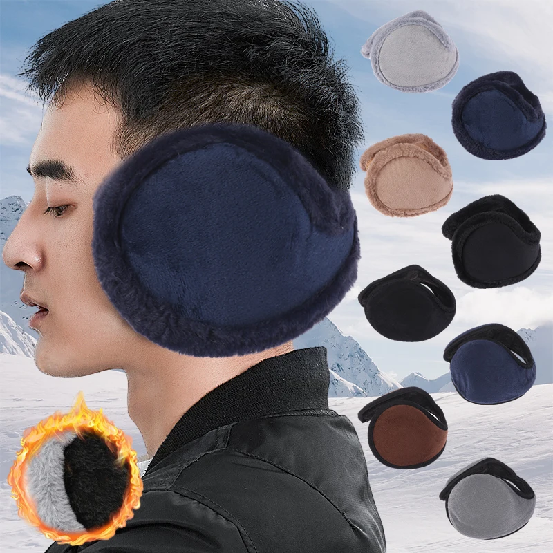 

1pc Thermal Soft Plush Earmuffs Man Winter Thicken Ear Warmer Outdoor Sports Windproof Coldproof Ear Cover