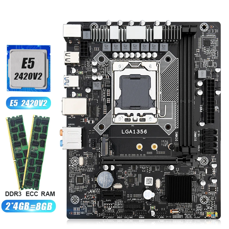 X79 Motherboard Lga 1356 Set Kit With Xeon E5 2420 V2 Processor 8gb 2 4gb Ddr3 Ecc Ram Memory M