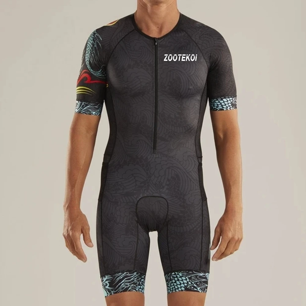 

Men Cycling Skinsuit ZOOTEKOI High-quality Triathlon Speedsuit Trisuit Short Sleeve Jumpsuit Maillot Ciclismo Running Clothing
