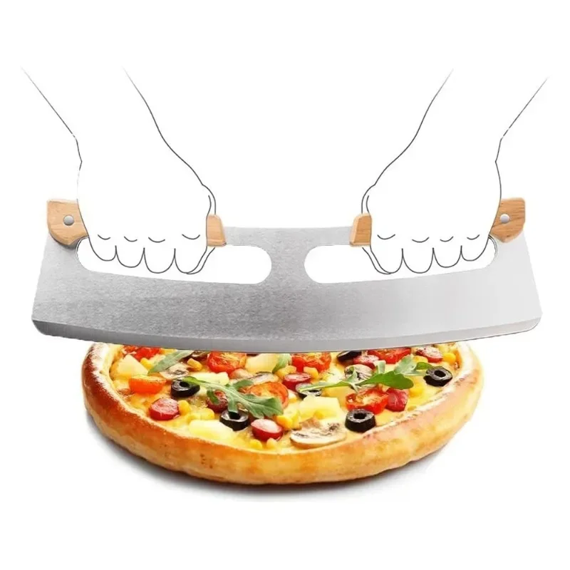 1pc 14 Inch Large Pizza Cutter Stainless Steel Pizza Slicer Knife Sharp Rocker Blade with Cover Kitchen Tools Accessories
