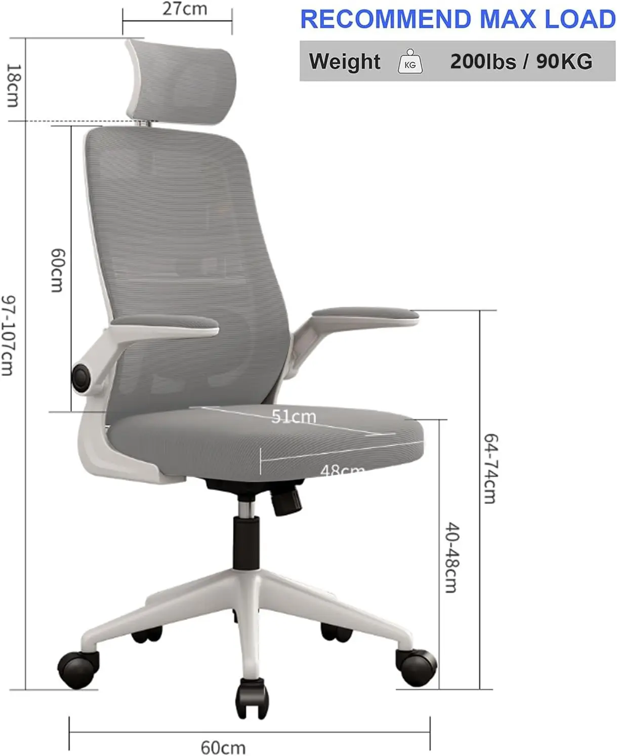 كراسي مكتب، كرسي كمبيوتر مريح، يدعم أسفل الظهر، أذ...