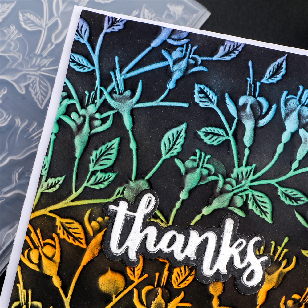 3D Embossing Folder Vintage Blossom Leaves Tree Fishes Shell Pattern Background for DIY Adding Texture Paper Card Craft Making